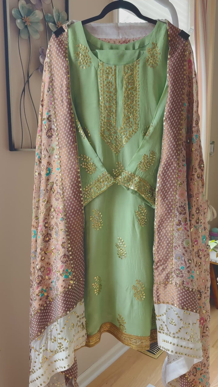 HEAVY KAAMDANI SUIT WITH WOVEN ATLAS DUPATTA KMSF03
