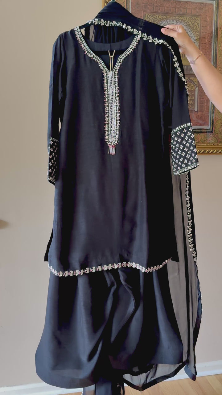 HAND EMBELLISHED RAW SILK FARSHI SHALWAR FRSH68