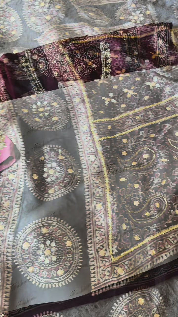 PURE SILK AJRAK SUIT AJSF07