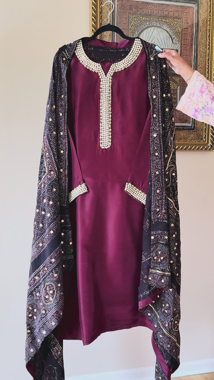 PURE SILK AJRAK SUIT AJSF03