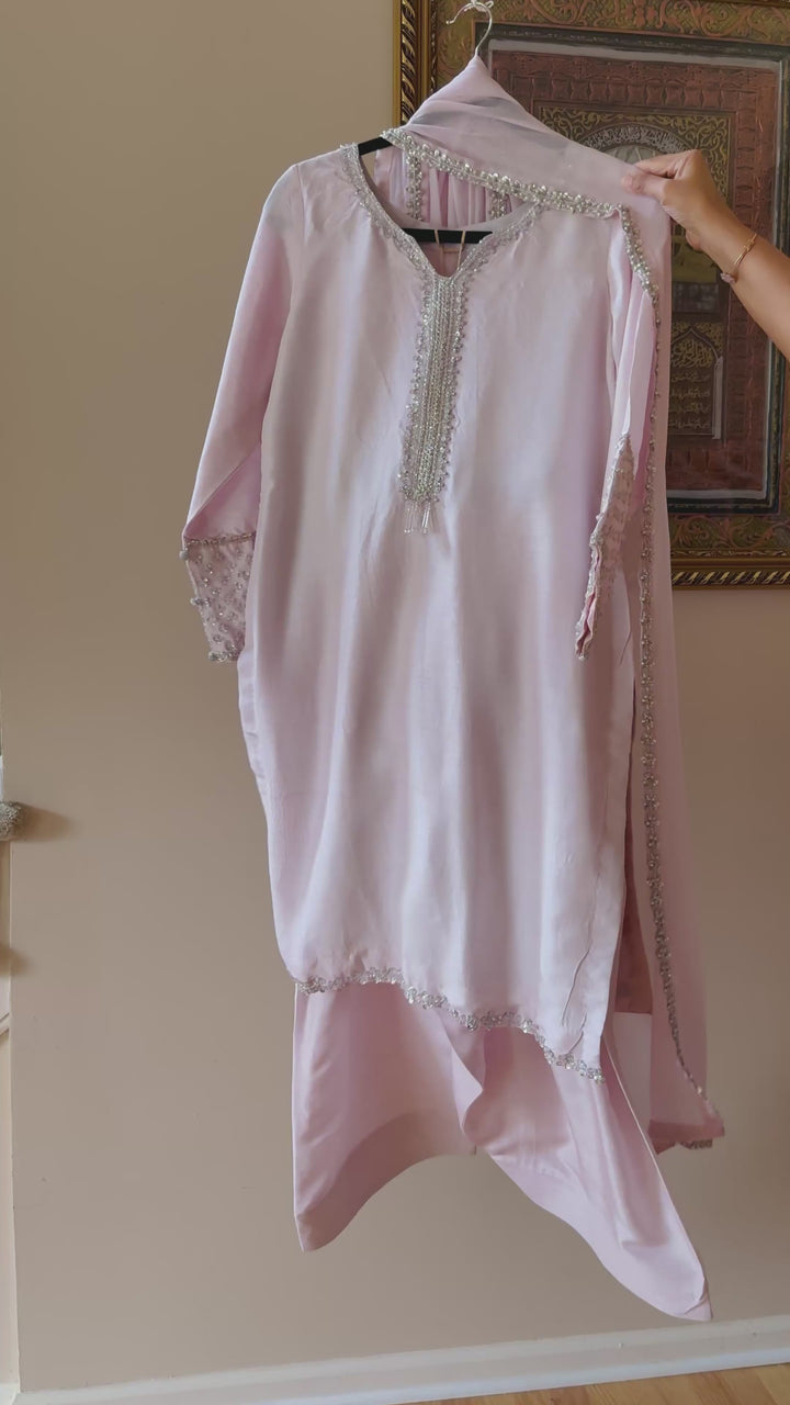HAND EMBELLISHED RAW SILK FARSHI SHALWAR FRSH66