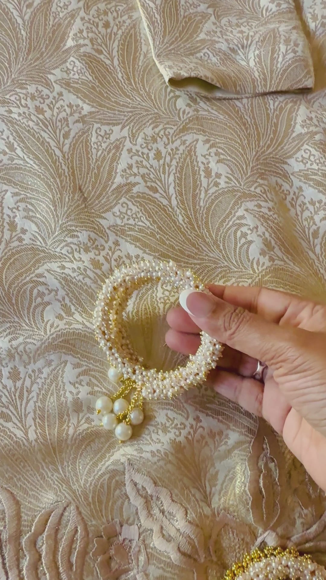 HANDCRAFTED PEARL CLUSTER BANGLES WITH PEARL LATKAN PCSF01