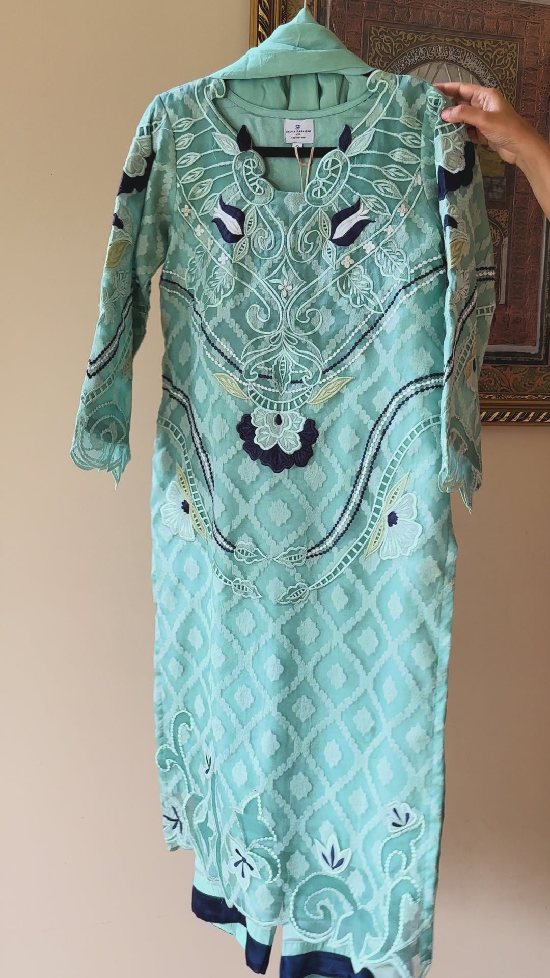 EMBROIDERED CUTWORK APPLIQUE KHAADI JAQUARD SUIT FRSH72