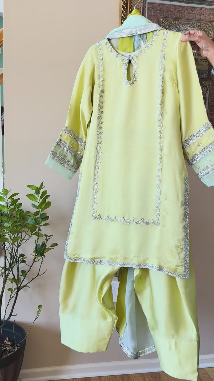 HAND EMBELLISHED PURE SILK FARSHI SHALWAR FRSH72