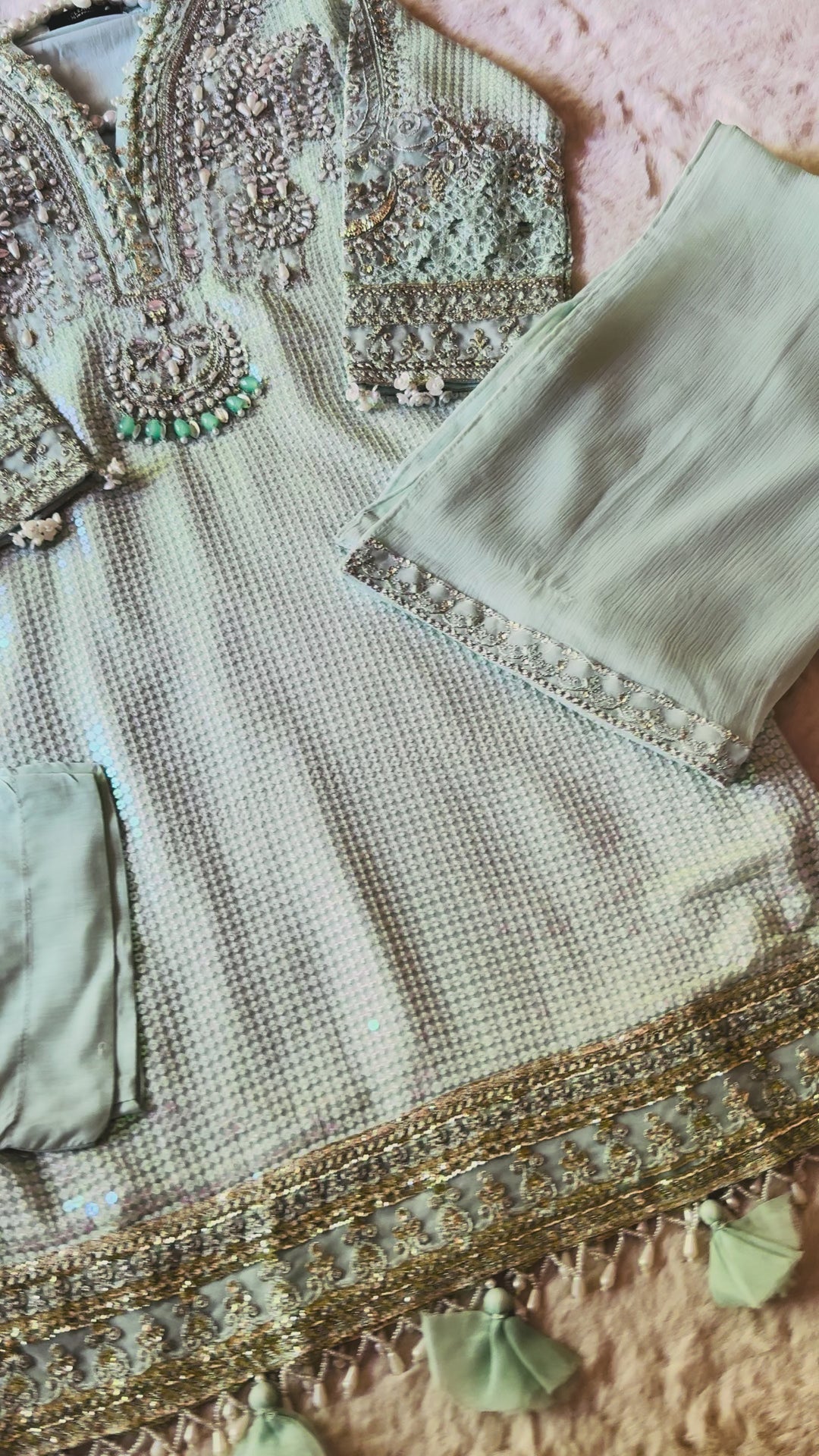 EMBROIDERED CHIFFON KIDS 3-PC SUIT ALKD07