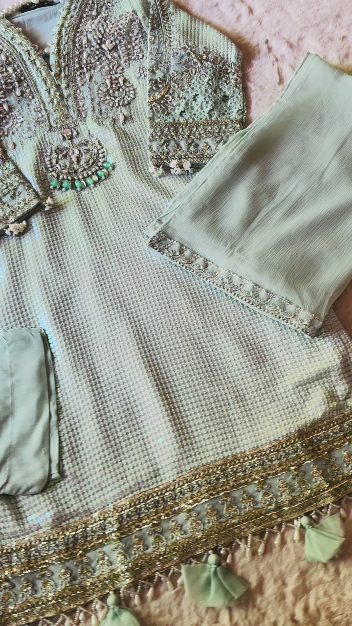 EMBROIDERED CHIFFON KIDS 3-PC SUIT ALKD07