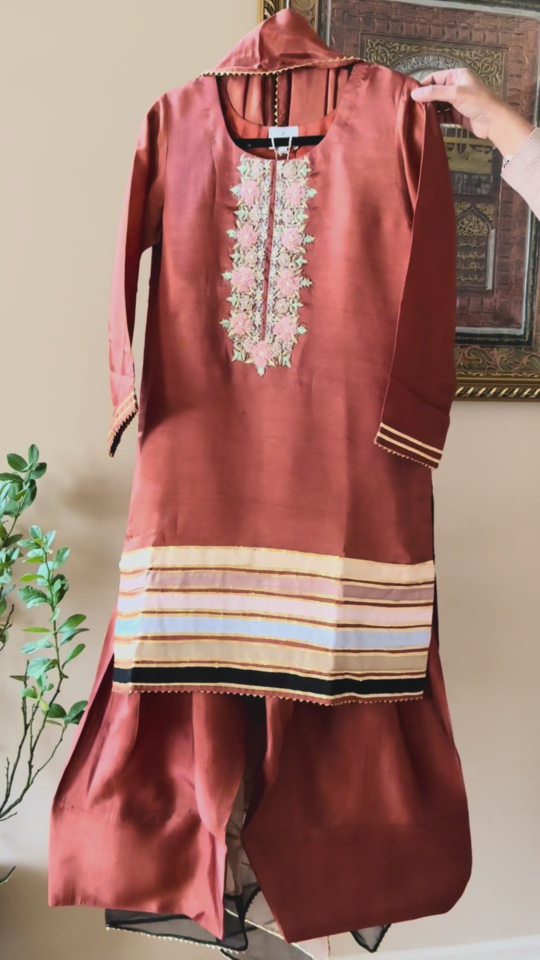 HAND EMBELLISHED PURE SILK FARSHI SHALWAR FRSH73