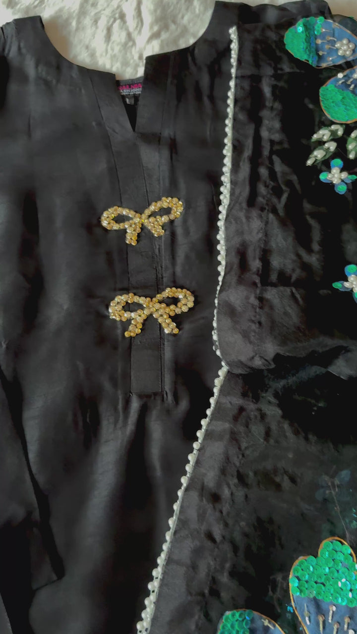 PURE RAW SILK HAND PAINTED FARSHI SHALWAR SUIT SFHP30