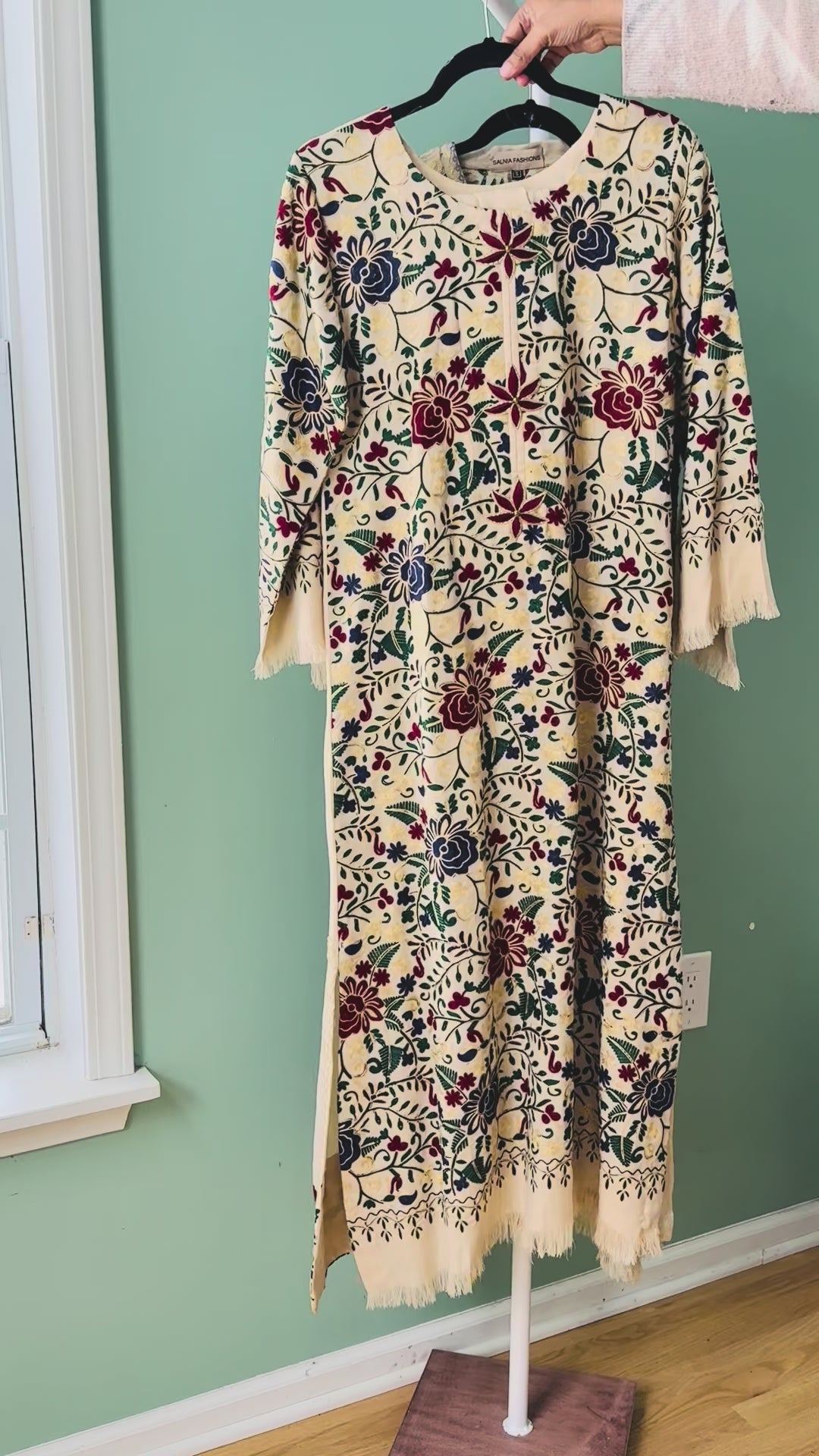 AARI EMBROIDERED PASHMINA KAFTAN SFP13