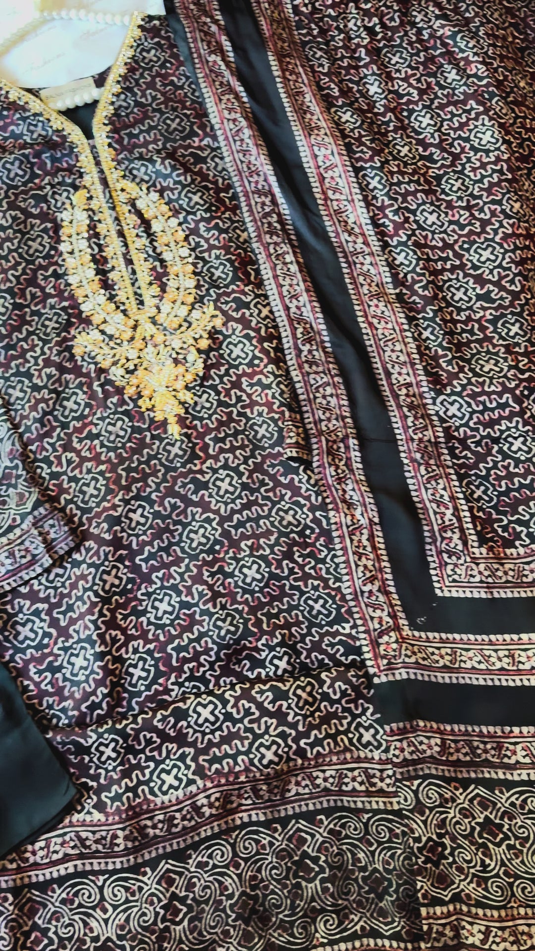 PURE SILK AJRAK SUIT AJSF01