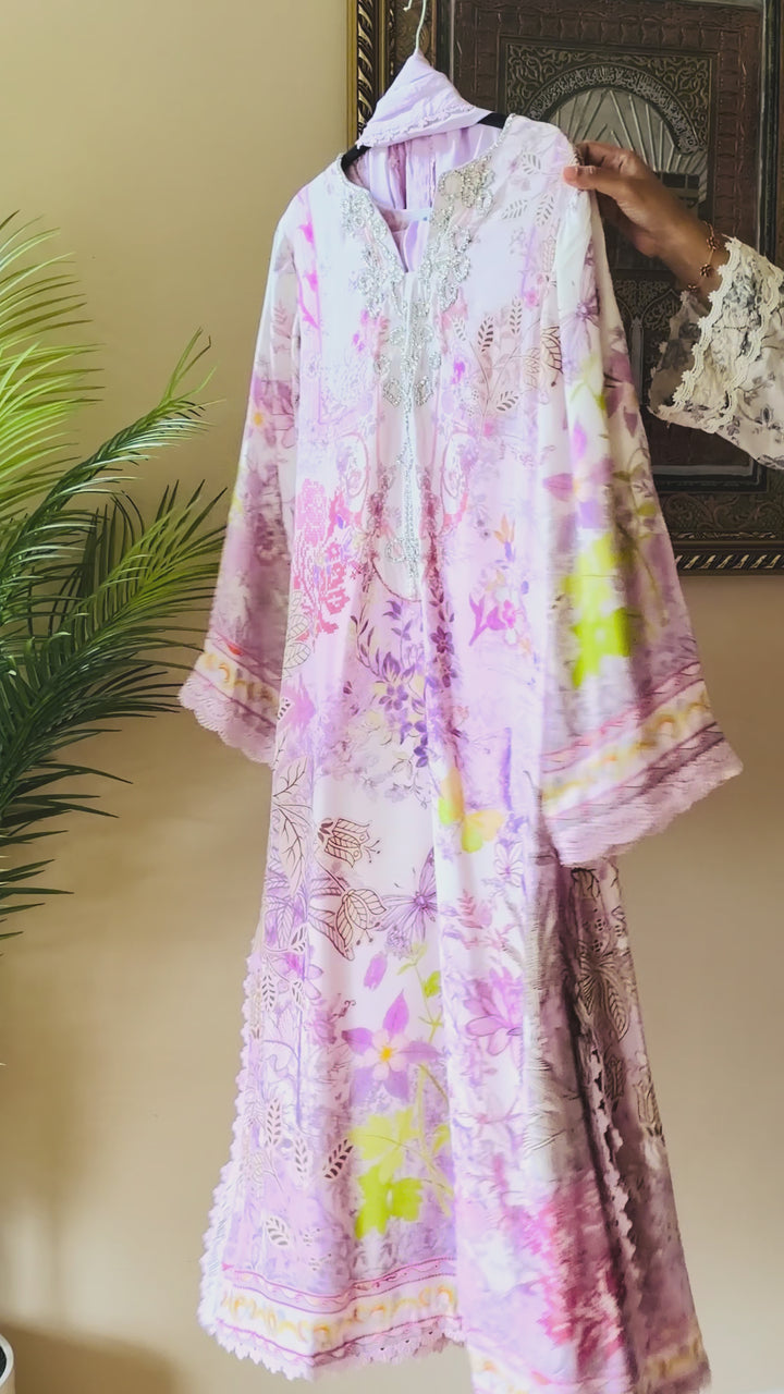 HANDWORK PURE CREPE SILK KAFTAN SET SFKF41
