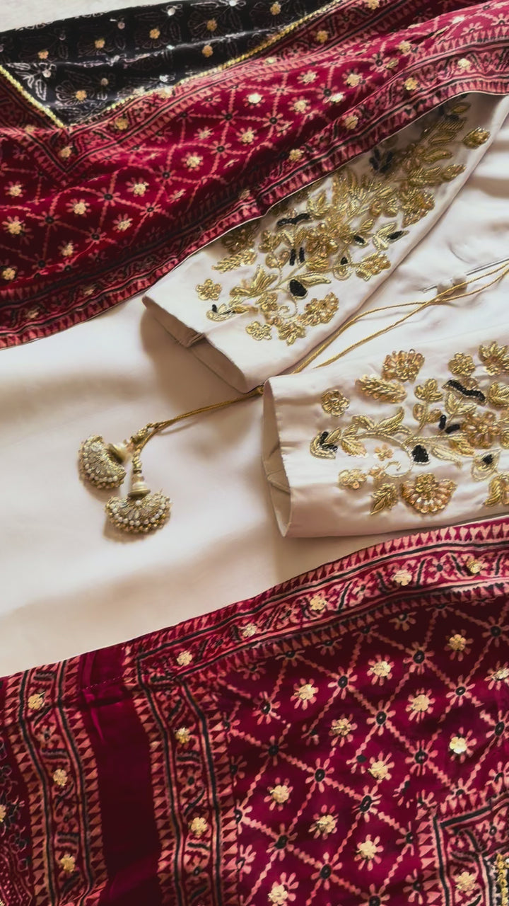 PURE SILK AJRAK SUIT AJSF04