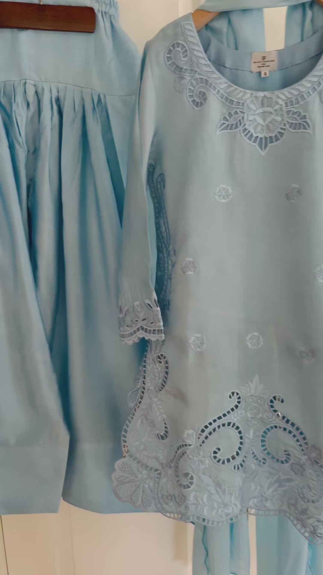 EMBROIDERED CUTWORK SHEESHA SILK FARSHI SHALWAR FRSH42