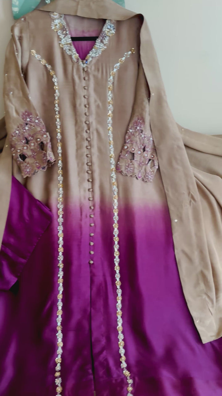 HEAVY PURE SILK CUSTOM PARTYWEAR FROCK MUSF06