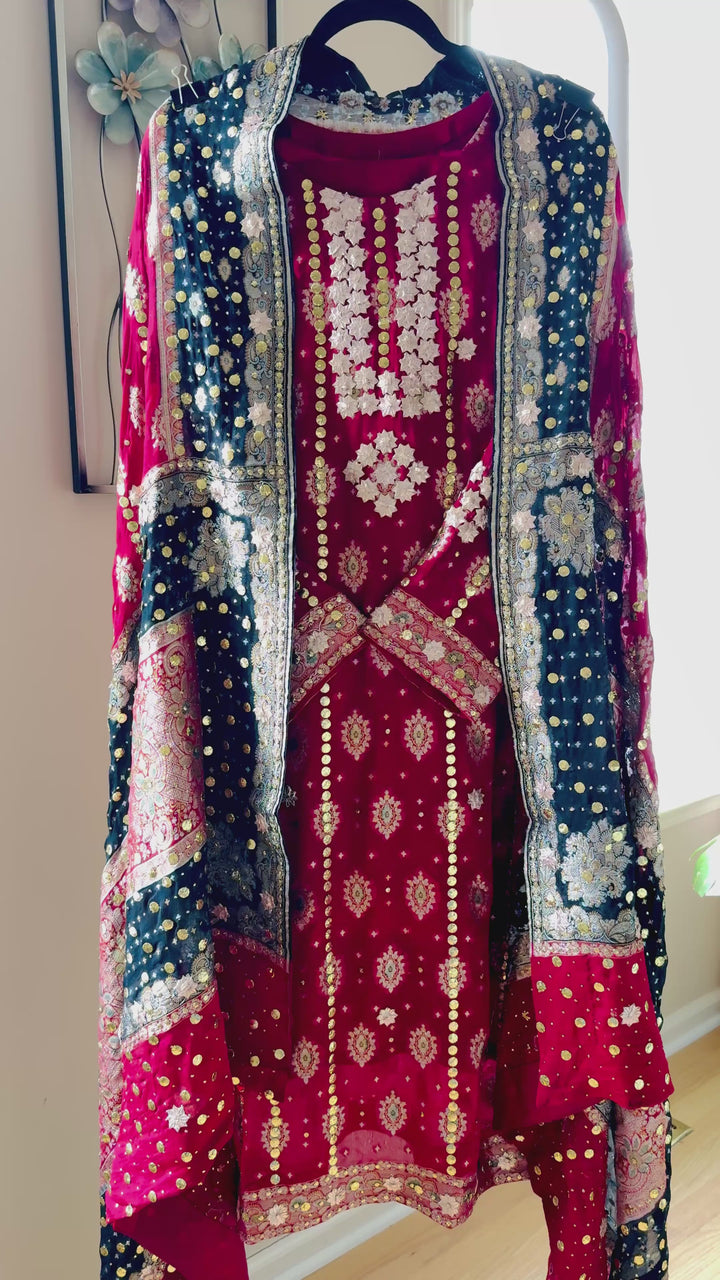 HEAVY KAAMDANI SUIT WITH WOVEN ATLAS DUPATTA KMSF05