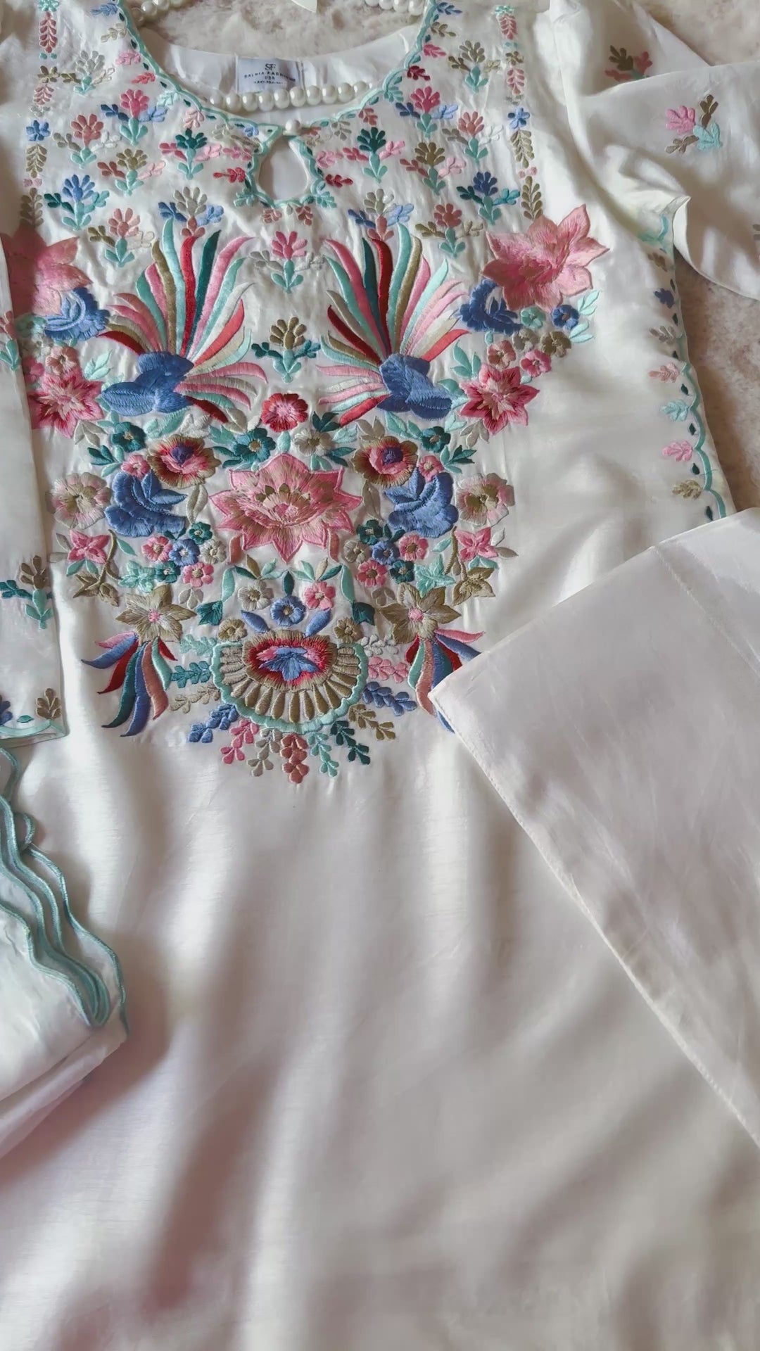 EMBROIDERED KOREAN RAW SILK FARSHI SHALWAR FRSH61