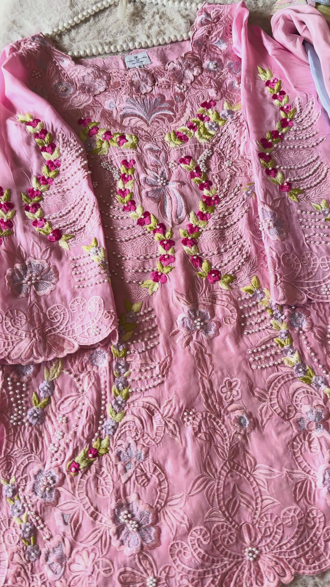 CUTWORK EMBROIDERED PURE SILK SUIT CTSH01