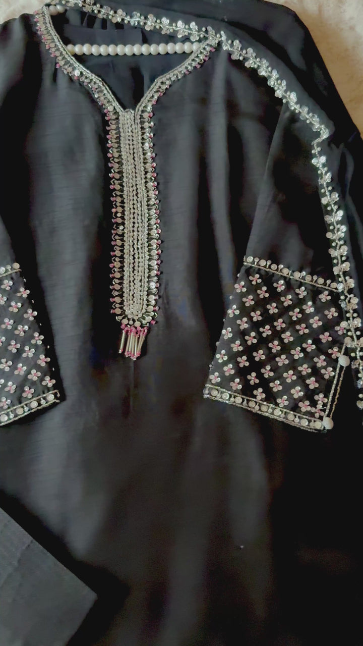 HAND EMBELLISHED RAW SILK FARSHI SHALWAR FRSH68