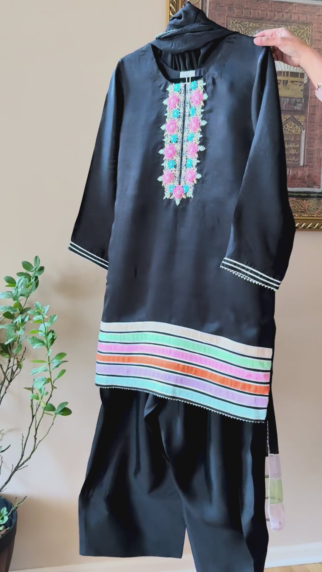 HAND EMBELLISHED PURE SILK FARSHI SHALWAR FRSH75