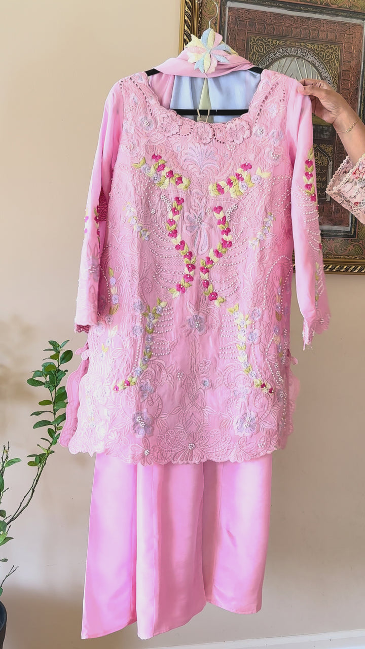 CUTWORK EMBROIDERED PURE SILK SUIT CTSH01
