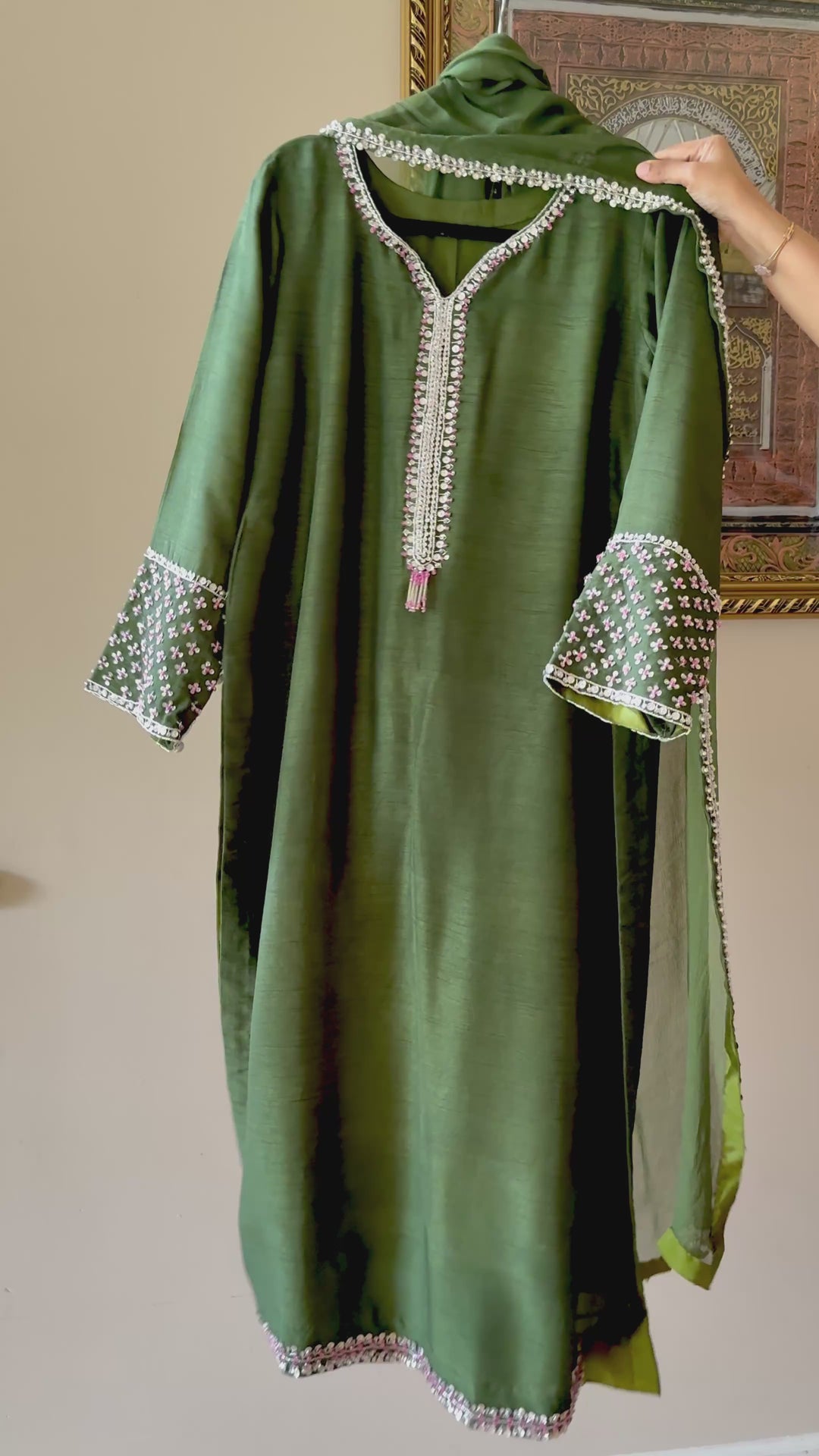 HAND EMBELLISHED RAW SILK SUIT FRSH60