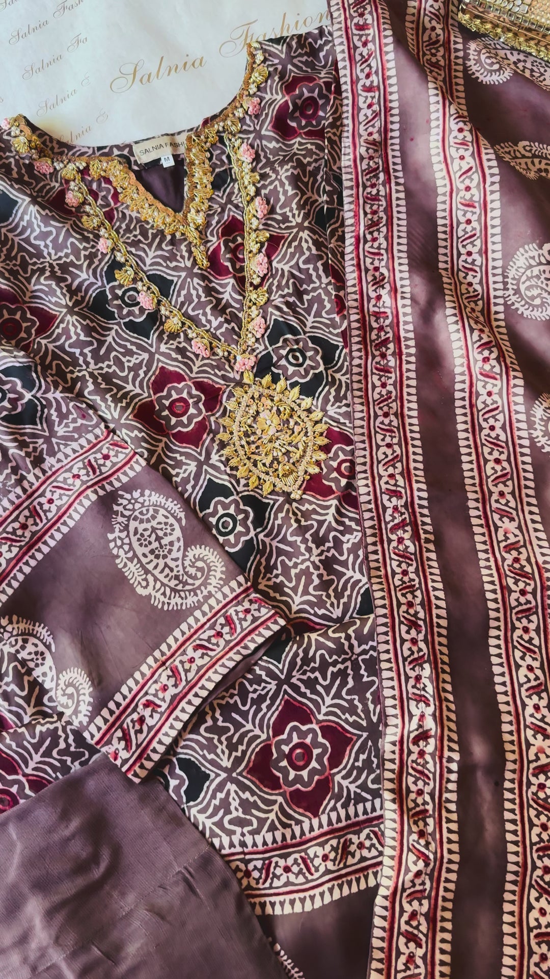 PURE SILK AJRAK SUIT AJSF03