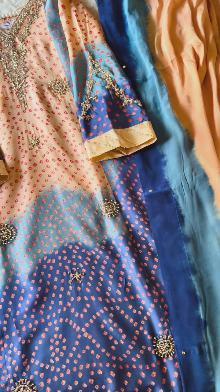 PURE SILK CHUNRI CUSTOM KAFTAN PARTYWEAR CHSF02