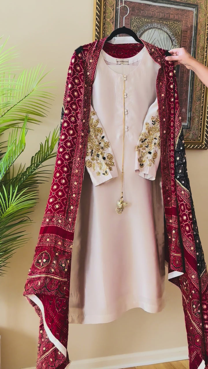 PURE SILK AJRAK SUIT AJSF04
