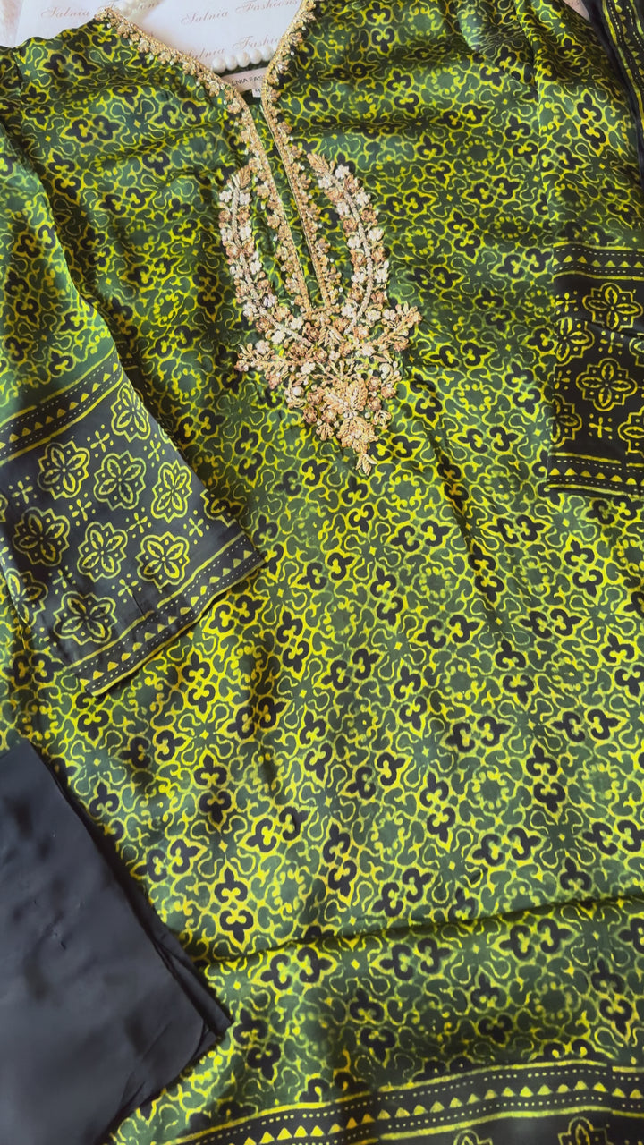 PURE SILK AJRAK SUIT AJSF02