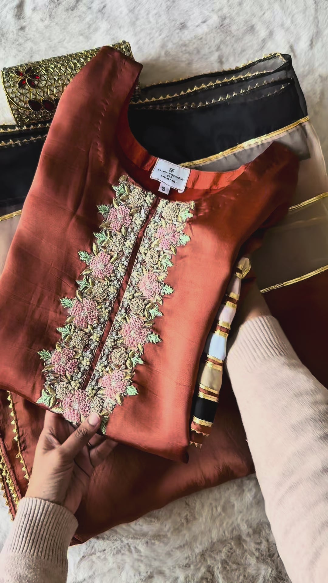 HAND EMBELLISHED PURE SILK FARSHI SHALWAR FRSH73