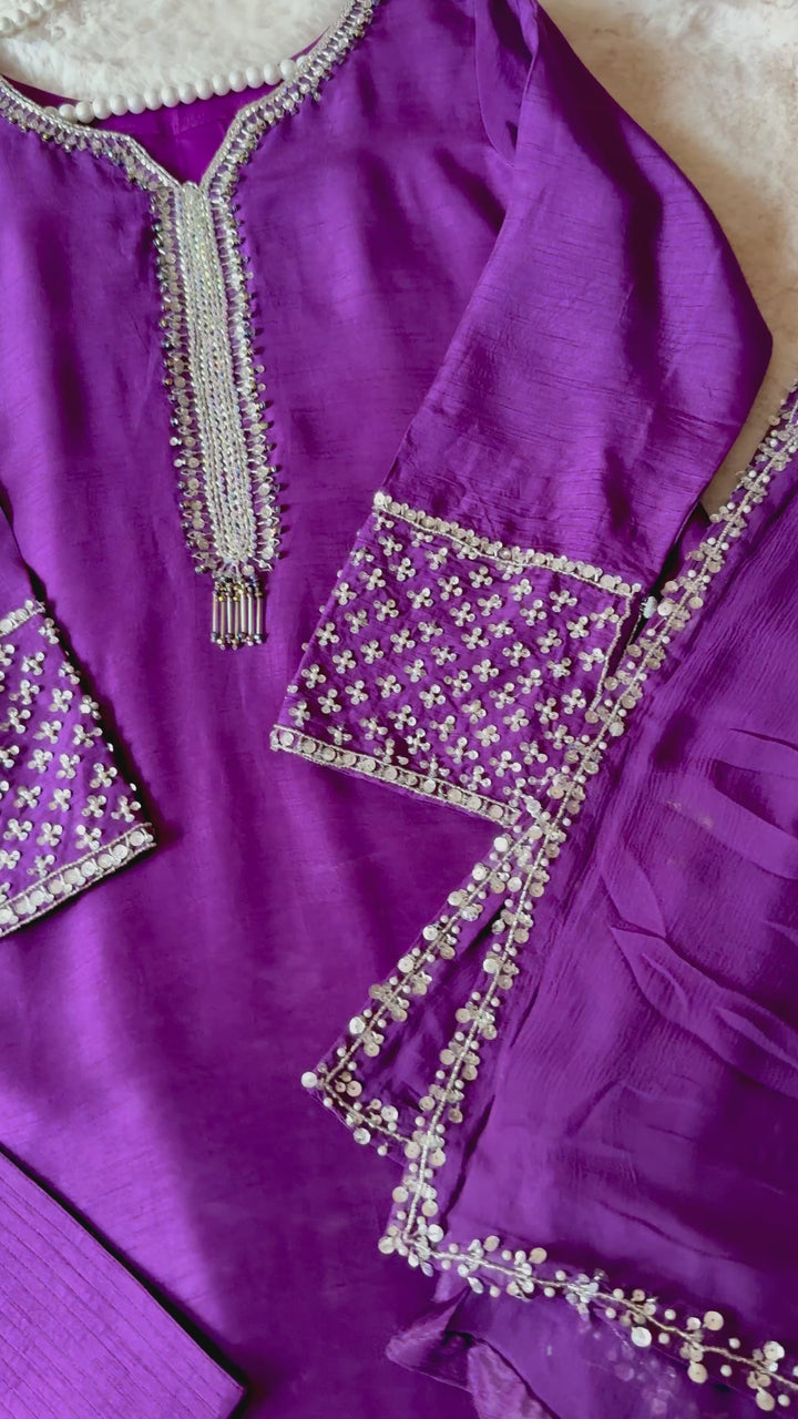 HAND EMBELLISHED RAW SILK FARSHI SHALWAR FRSH65