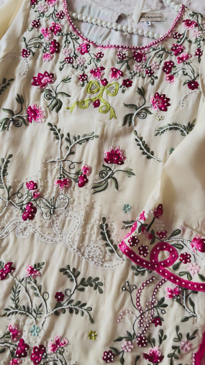 CUTWORK EMBROIDERED PURE SILK SUIT CTSH02