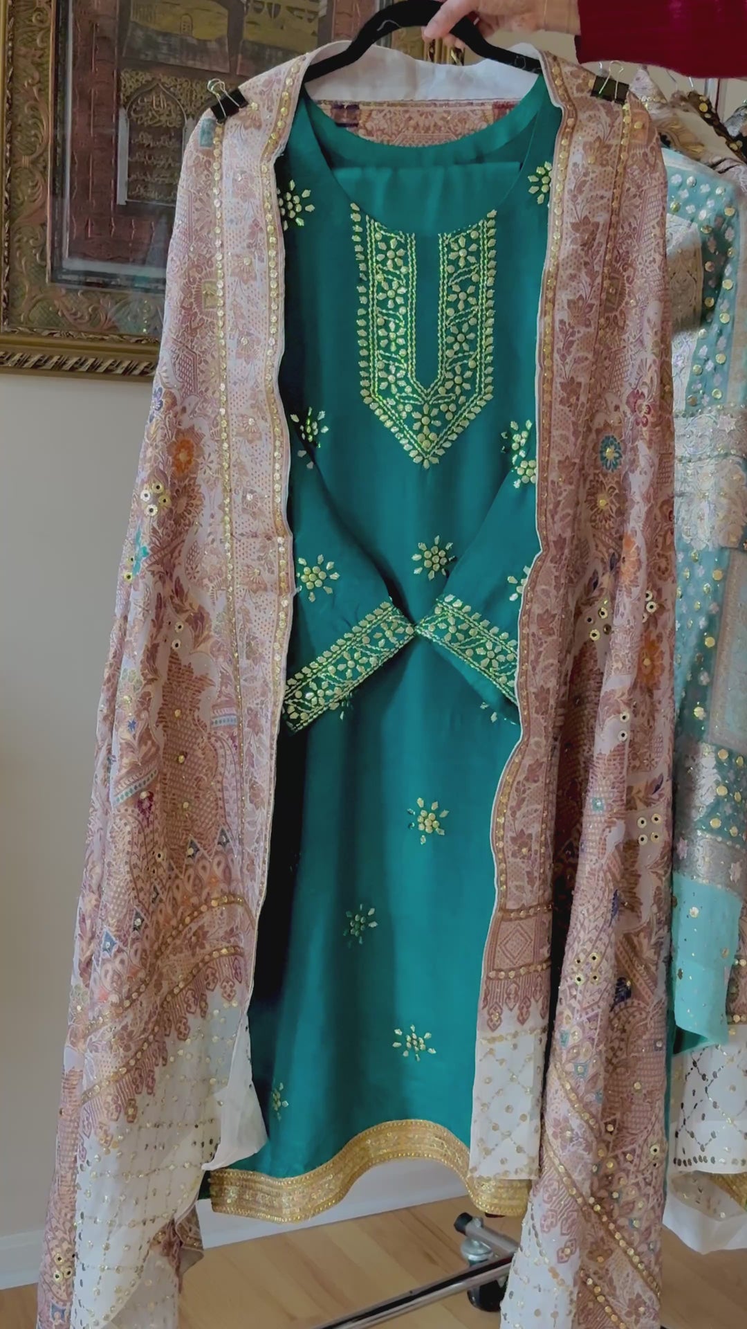 HEAVY KAAMDANI SUIT WITH WOVEN ATLAS DUPATTA KMSF01