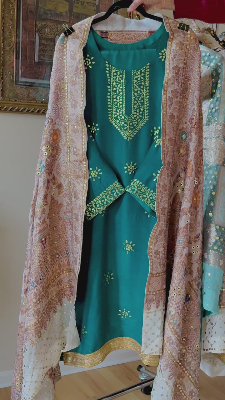 HEAVY KAAMDANI SUIT WITH WOVEN ATLAS DUPATTA KMSF01
