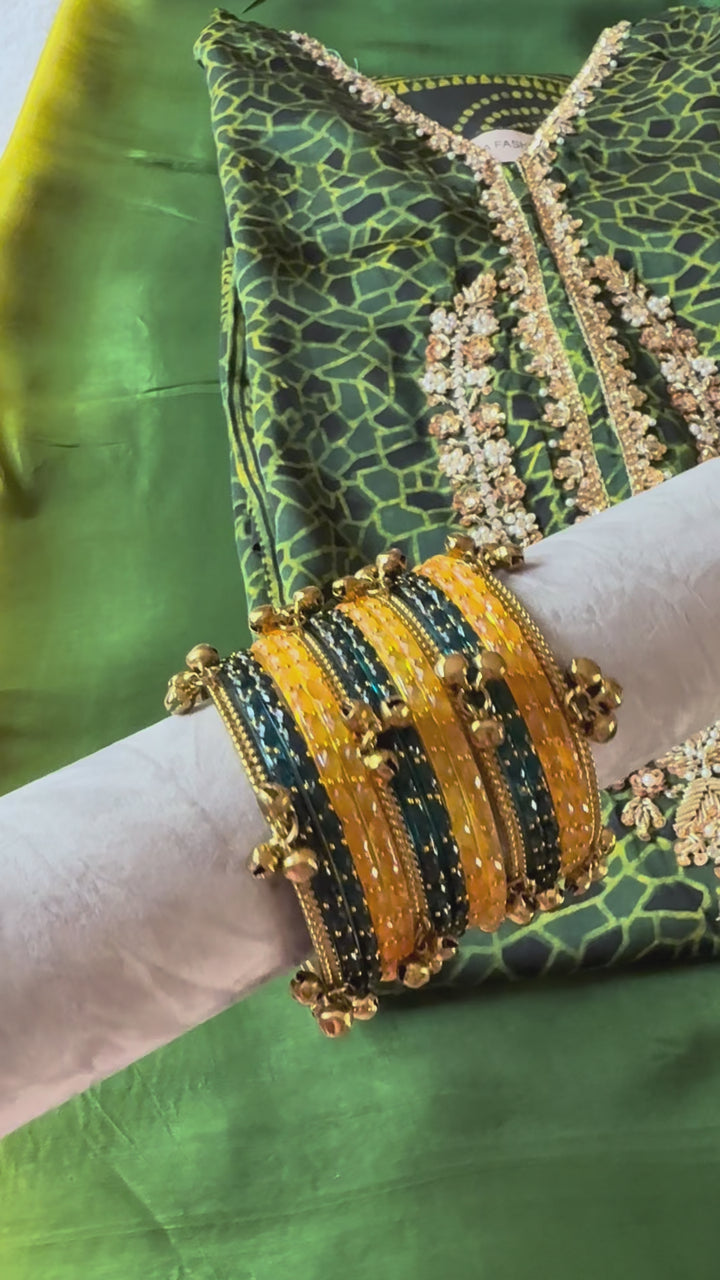 KASHMIRI GUNGROO & GLASS BANGLE SET KGSF04