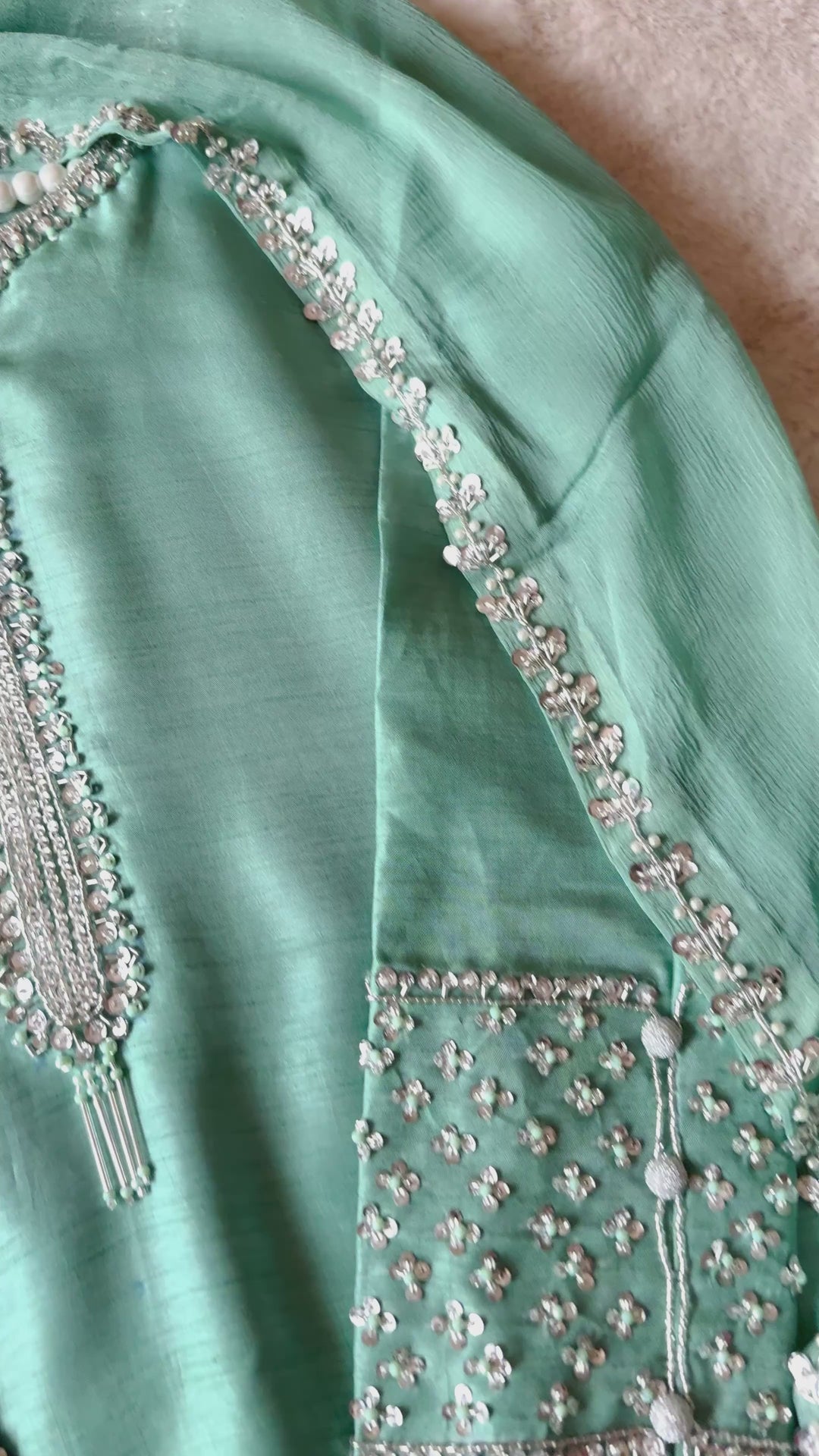 HAND EMBELLISHED RAW SILK SUIT FRSH61