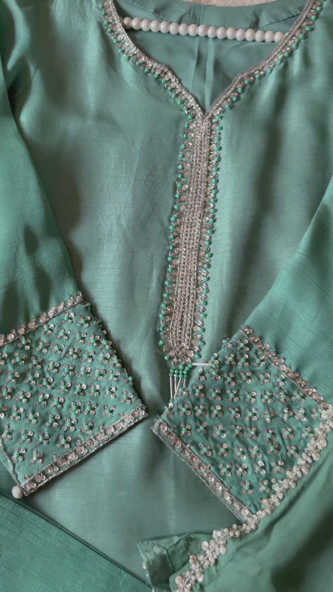 HAND EMBELLISHED RAW SILK FARSHI SHALWAR FRSH67