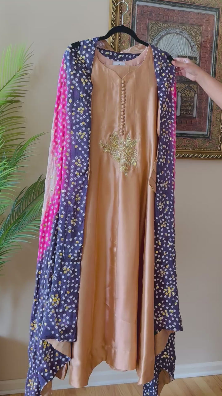 CUSTOM SERIES PURE SILK CHUNRI FROCK CHSF10