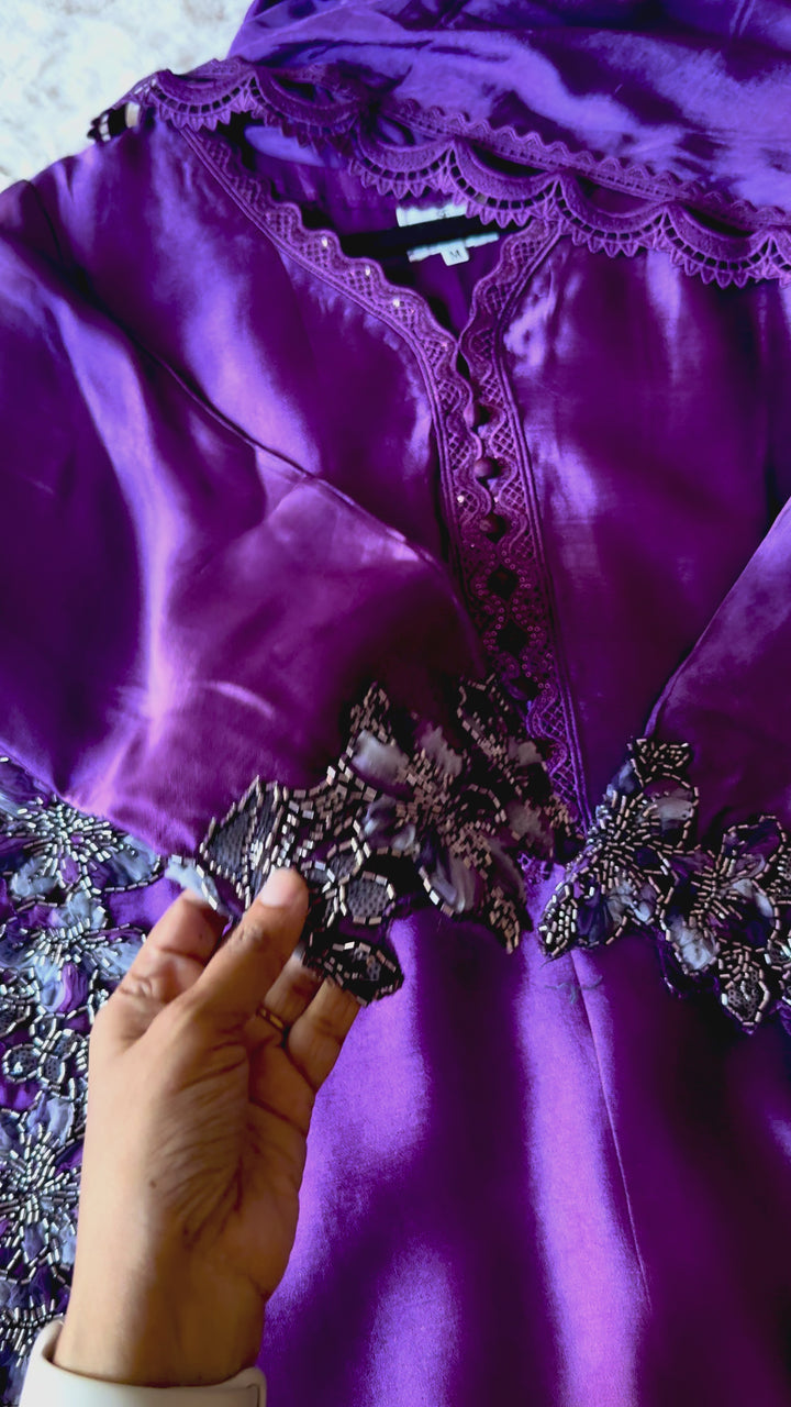 CUTWORK EMBELLISHED SHEESHA SILK FARSHI SHALWAR FRSH50