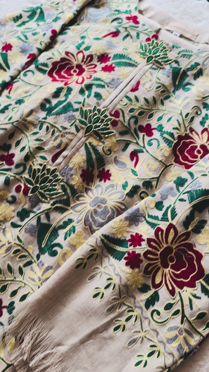 AARI EMBROIDERED PASHMINA KAFTAN SFP18