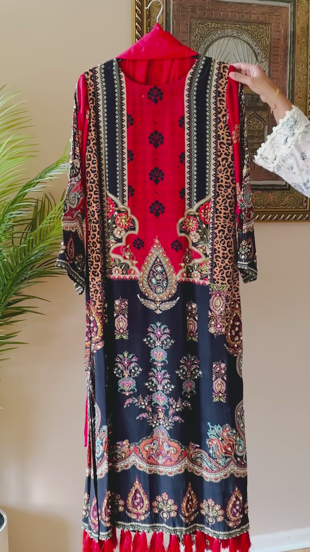 HANDWORK PURE CREPE SILK KAFTAN SET SFKF47