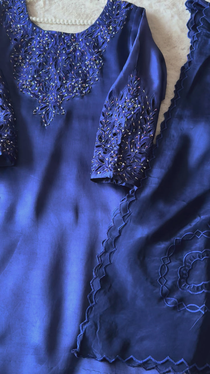 EMBROIDERED CUTWORK PURE SILK FARSHI SHALWAR FRSH17