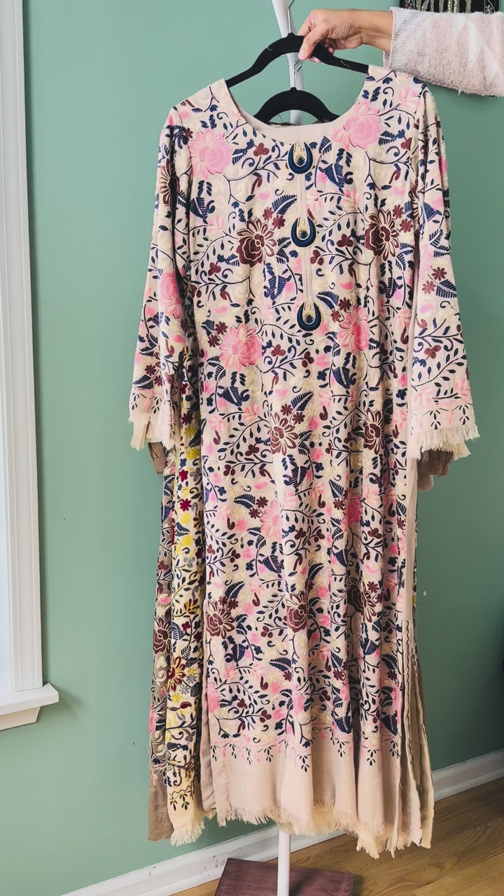 AARI EMBROIDERED PASHMINA KAFTAN SFP14