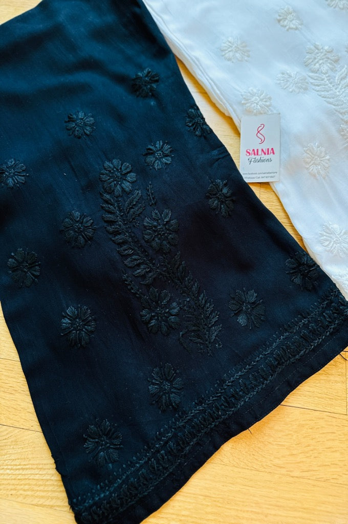 CHIKANKARI EMBROIDERED FLARED PANTS