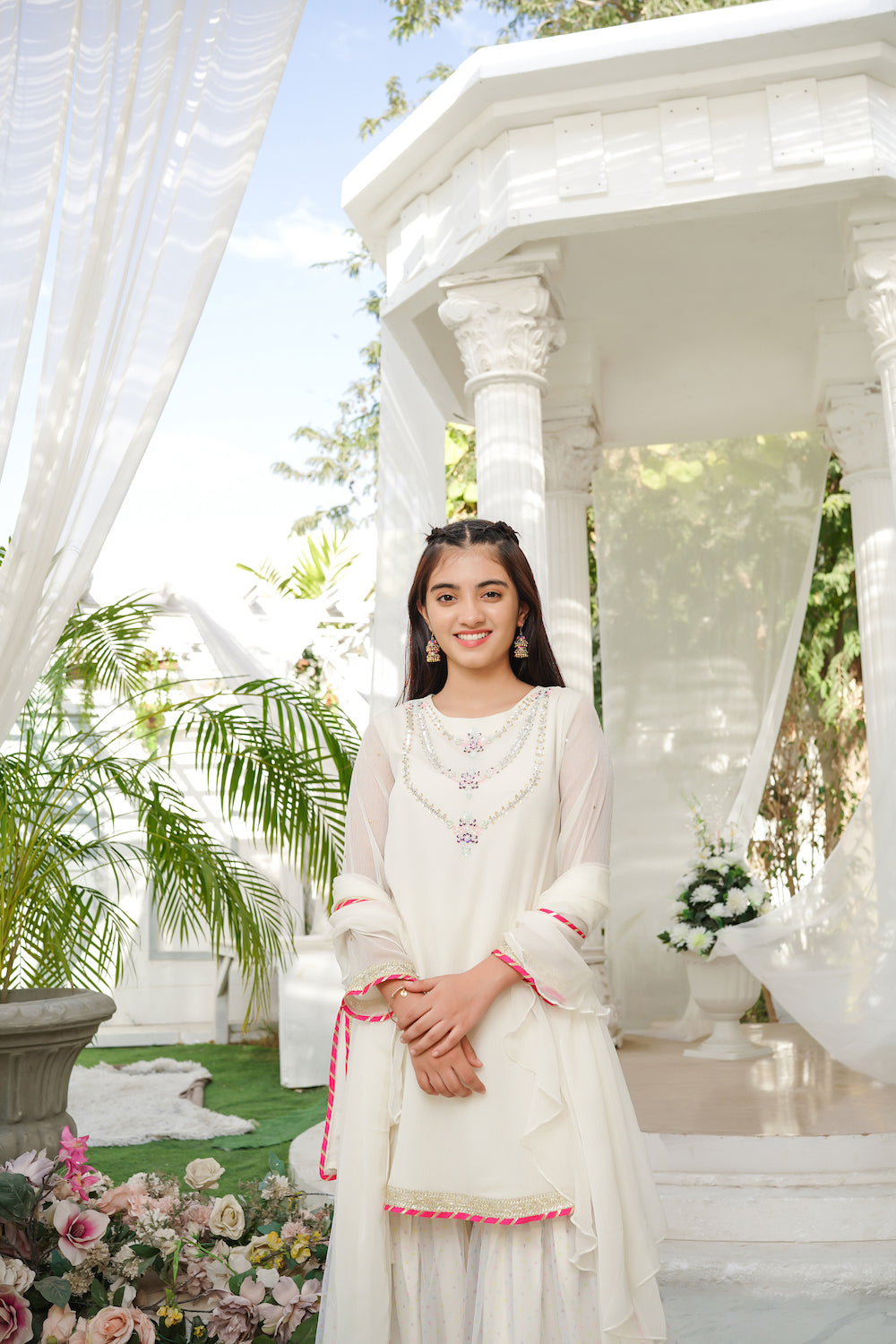 EMBROIDERED CHIFFON KIDS 3-PC SUIT