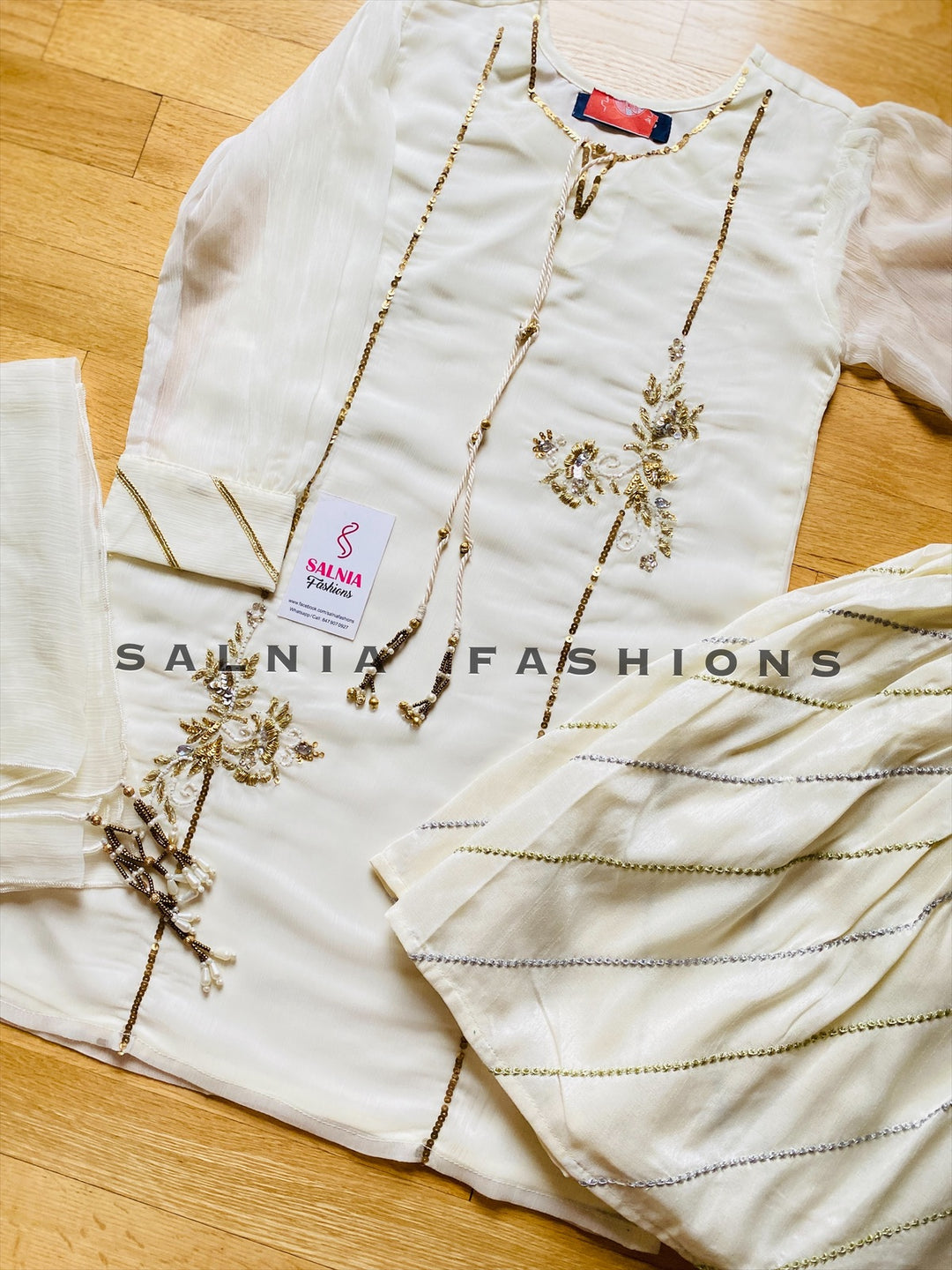 WHITE CHIFFON GHARARA KIDS
