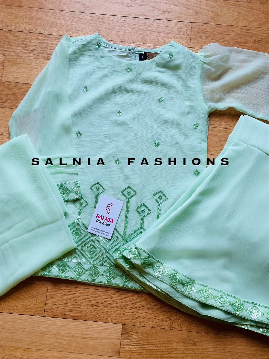 EMBROIDERED CHIFFON KIDS 3-PC SUIT