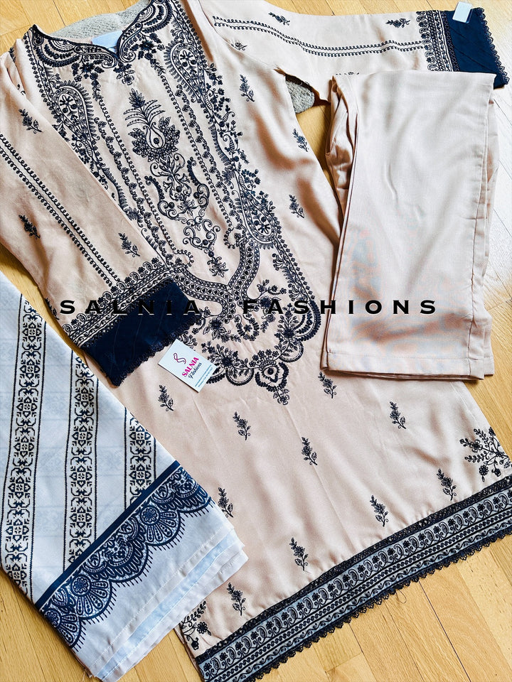 SCHIFFLI EMBROIDERED LINEN SUIT