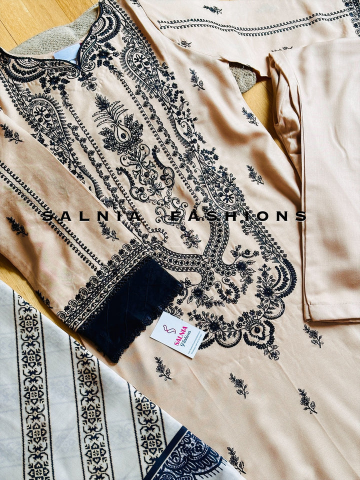 SCHIFFLI EMBROIDERED LINEN SUIT