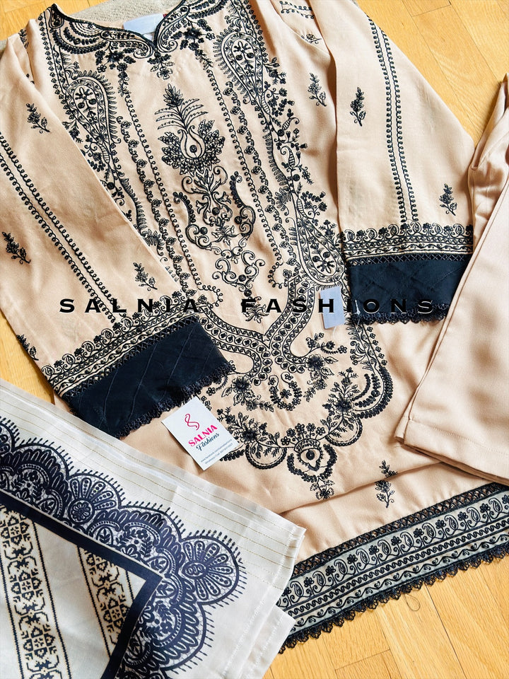 SCHIFFLI EMBROIDERED LINEN SUIT